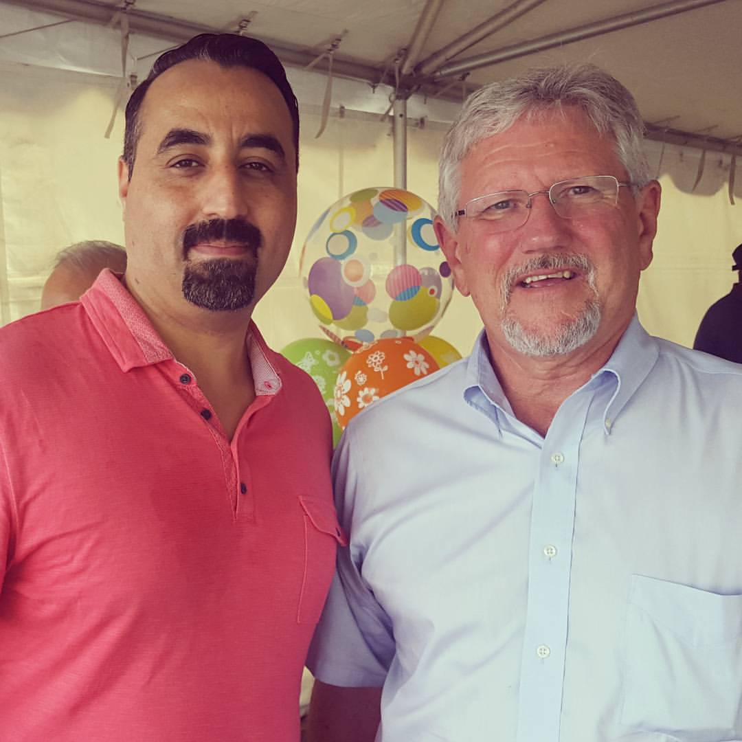 With Dave Barrow, Mayor of Richmond Hill, at a community BBQ event (August 13, 2016)