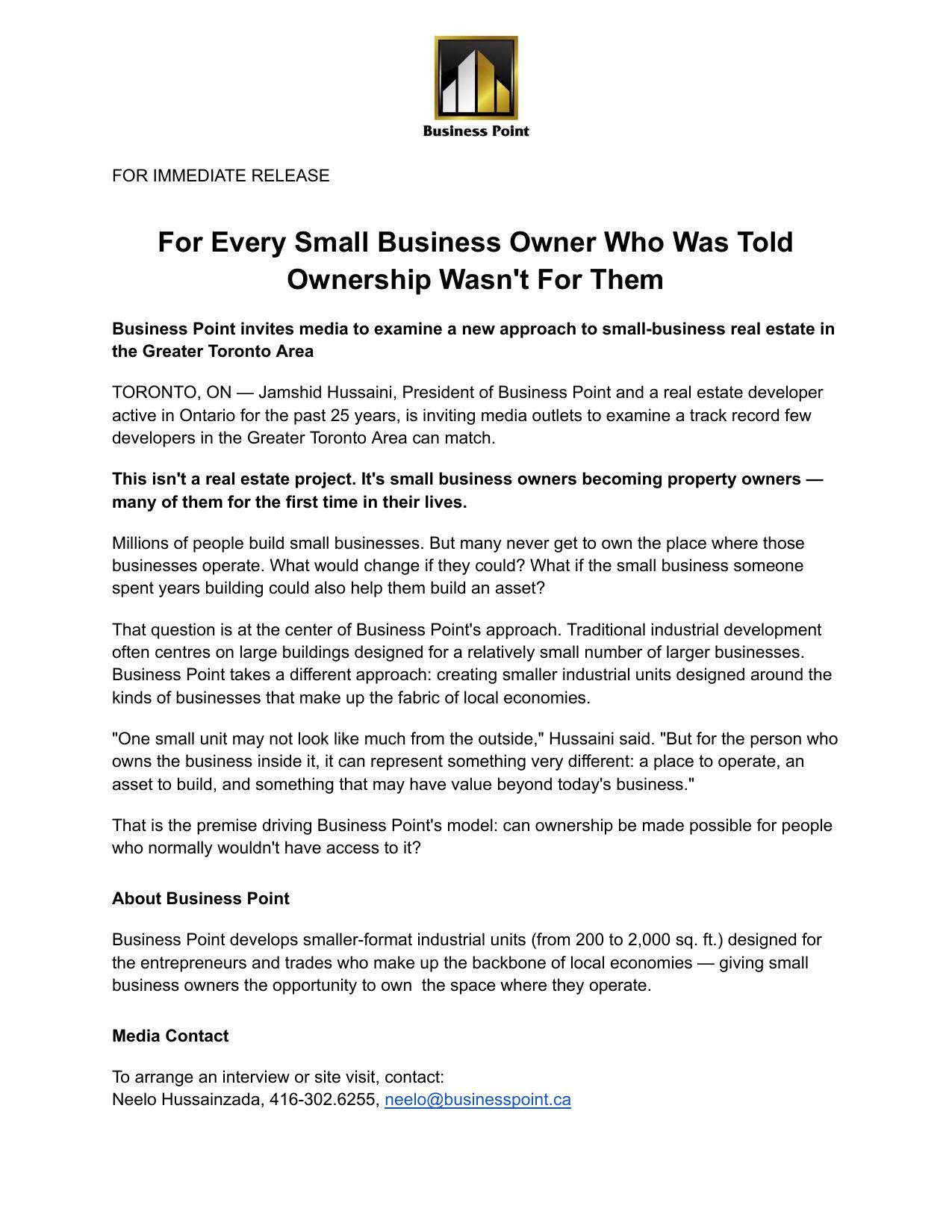 Business Point invites media